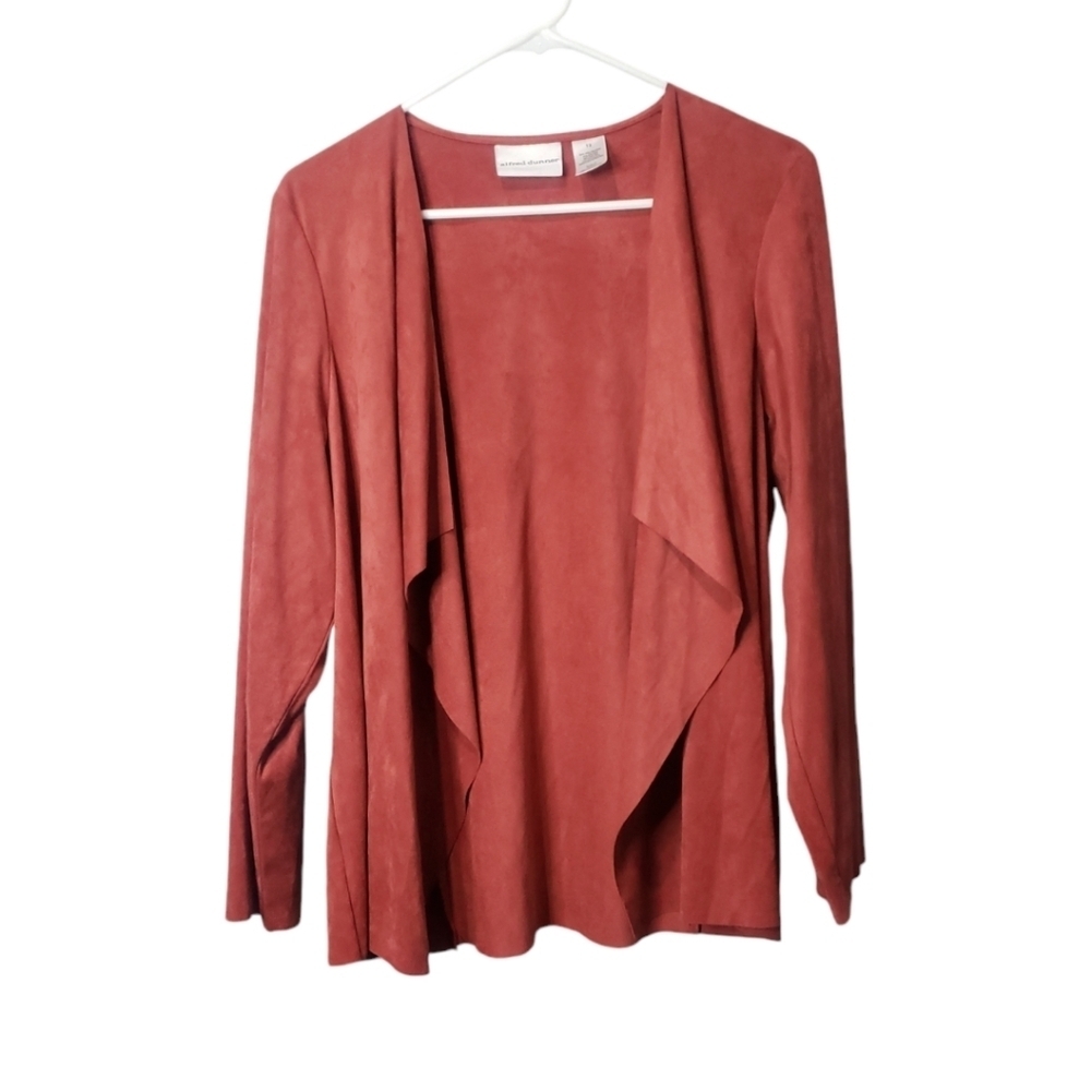 Alfred Dunner NWT Size 12 Terracotta Long Sleeve Faux Suede Cascade Jacket